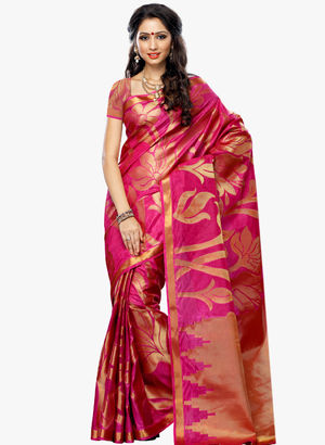 Magenta Printed Saree Price in India