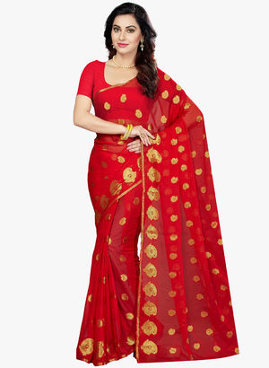 Red Printed Saree Price in India