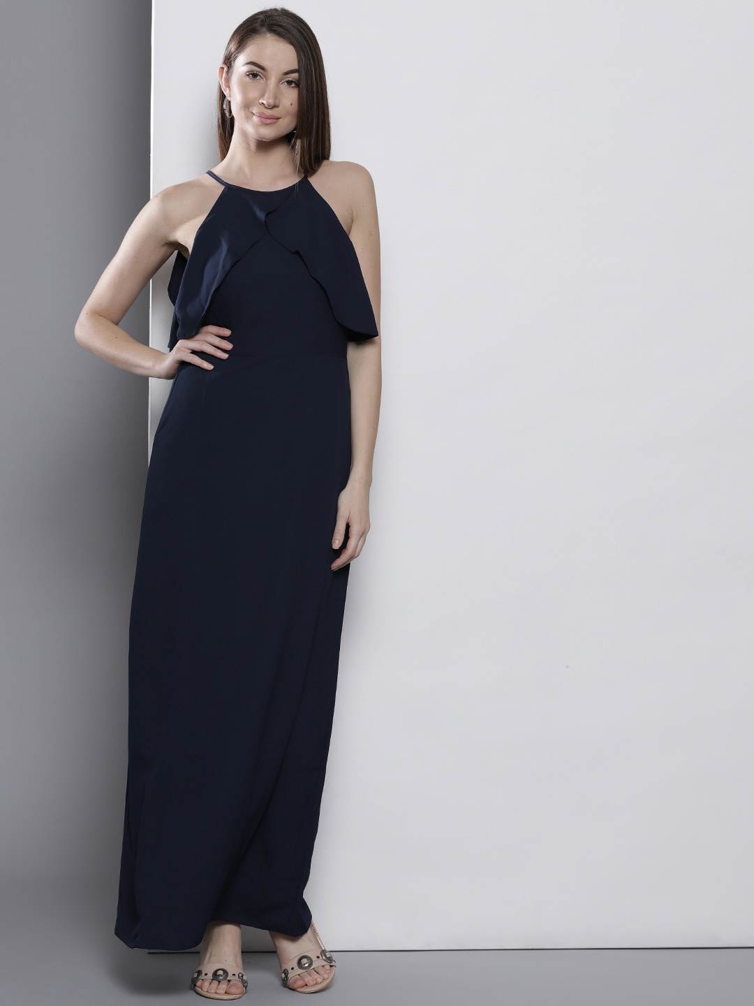 DOROTHY PERKINS Women Navy Solid Maxi Dress Price in India
