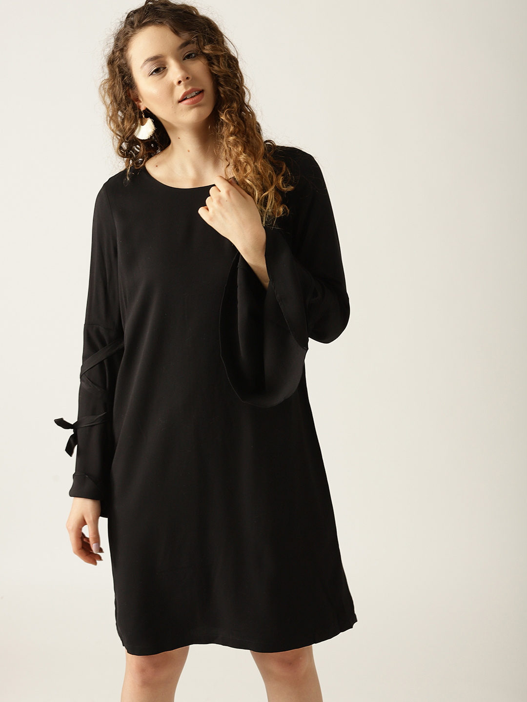 ESPRIT Women Black Solid A-Line Dress Price in India