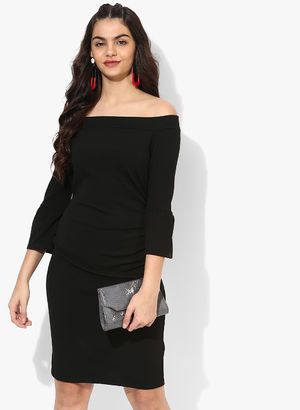 Black Coloured Solid Shift Dress Price in India