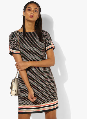 Black Printed Shift Dress Price in India