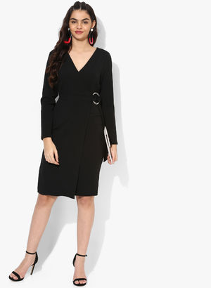 Black Coloured Textured Shift Dress Price in India