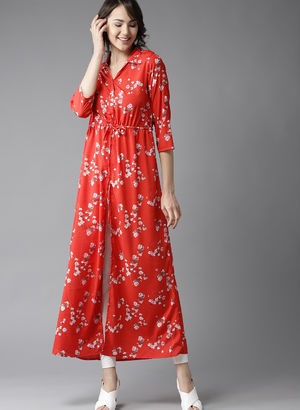 Red Printed Maxi Dress Price in India