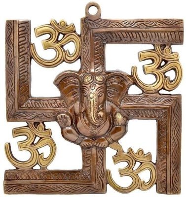 Pindia 'Lord Ganesha On Swastik' Aluminium Wall Hanging (21.6 cm x 1.4 cm x 20.6 cm) Price in India