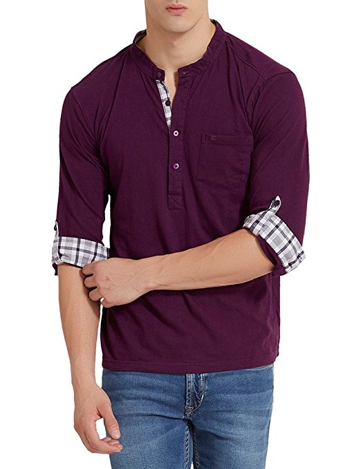 Elaborado Men's Henley Neck Tshirt - Imperial Purple Price in India