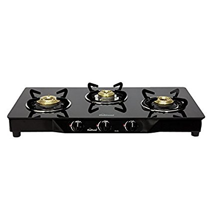 Sunflame Pearl 3 Burner Glass Top Gas Stove (Black) Price in India