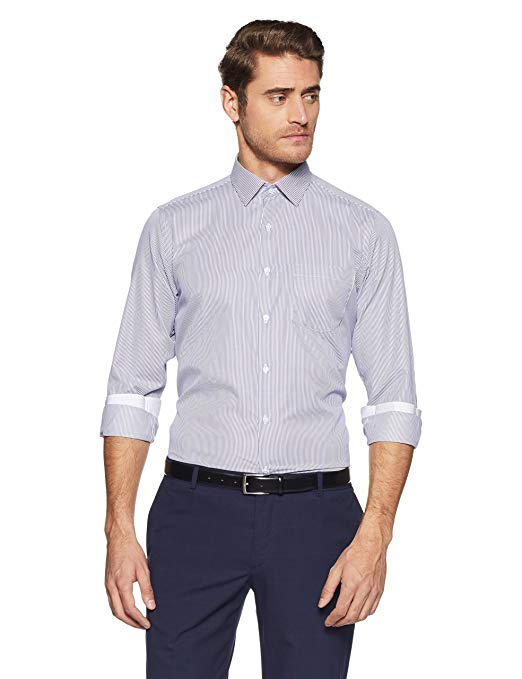 Diverse Men's Striped Regular Fit Cotton Formal Shirt Price in India