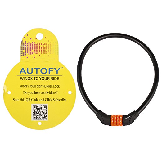 Autofy 4 Digits Universal Multi Purpose Steel Cable (Black and Orange) Price in India