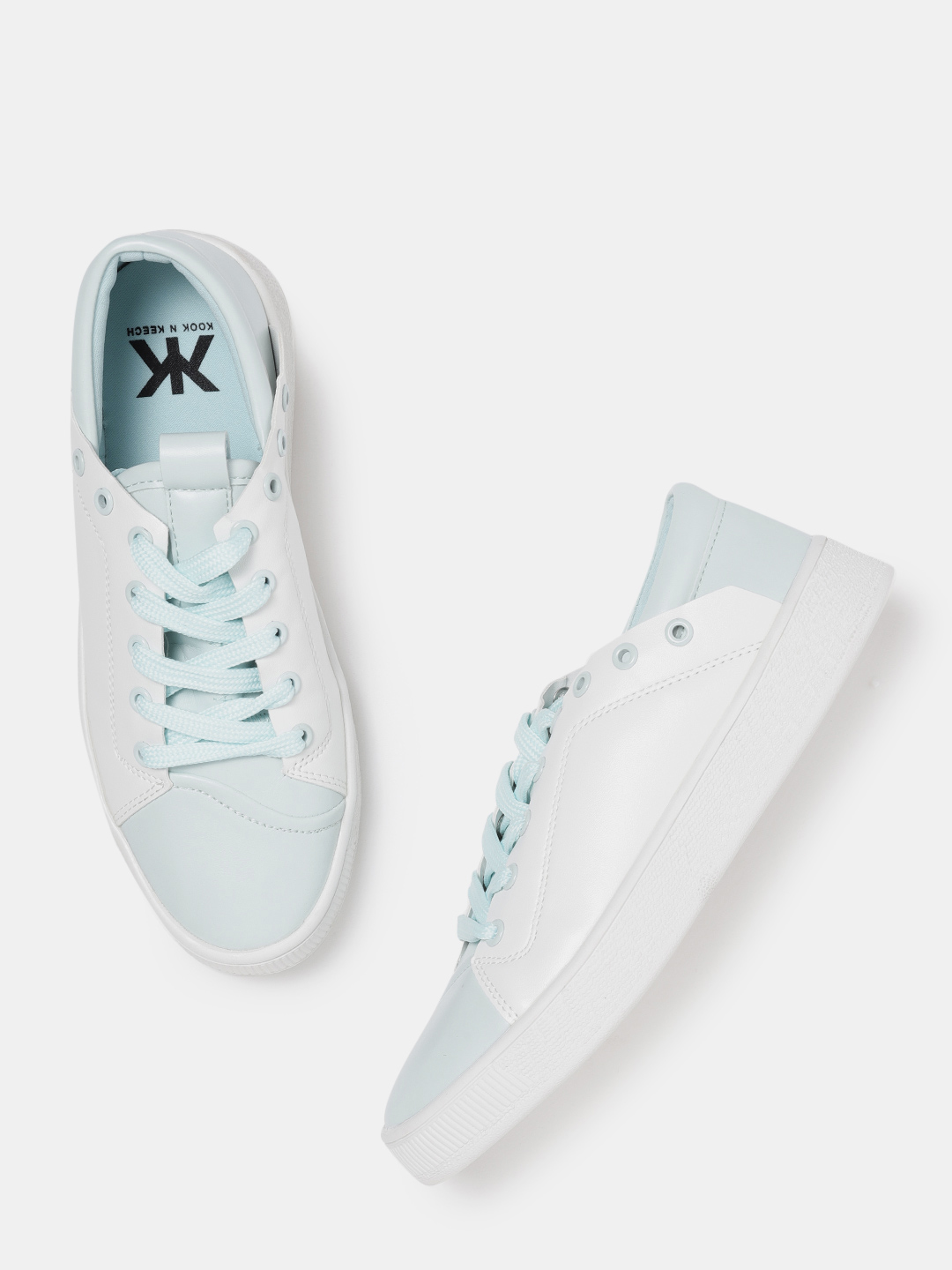 Kook N Keech Women White & Blue Colourblocked Sneakers Price in India