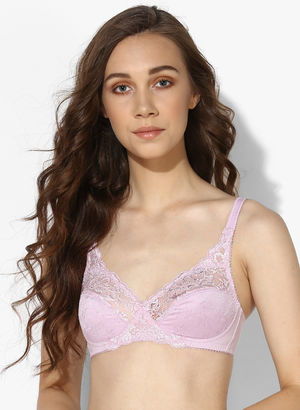 Pink Self Design Non Wired-Non Padded Basic Bra Price in India