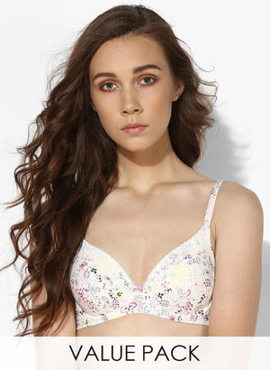 Pack Of 2 Multicoloured Printed Wired-Padded Support Bras Price in India