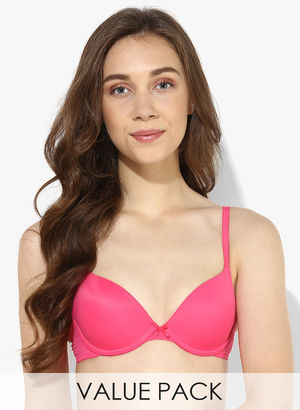 Pack Of 2 Pink Solid Wired-Padded Support Bras Price in India