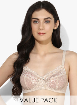 Pack Of 2 Pink Solid Padded Basic Bras Price in India
