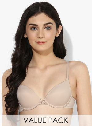 Pack Of 2 Multicoloured Solid Wired-Padded Support Bras Price in India