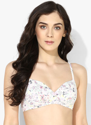 Multicoloured Printed Non Wired-Padded Basic Bra Price in India