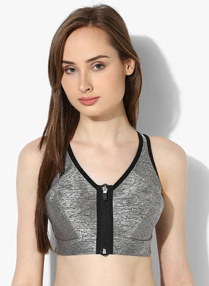 Grey Textured Non Wired Non-Padded Sports Bra Price in India