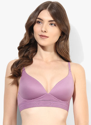 Purple Solid Non Wired Padded Bra Price in India