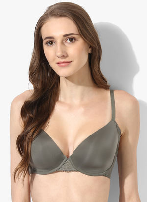 Olive Self Pattern Padded Bra Price in India