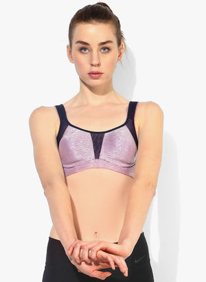 Lavender Textured Non Padded Bra Price in India