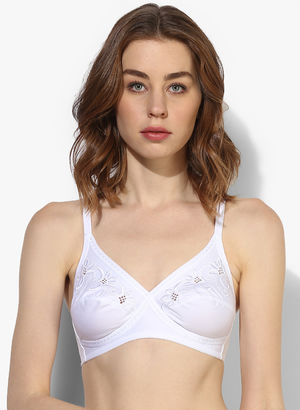 White Embroidered Padded Bra Price in India