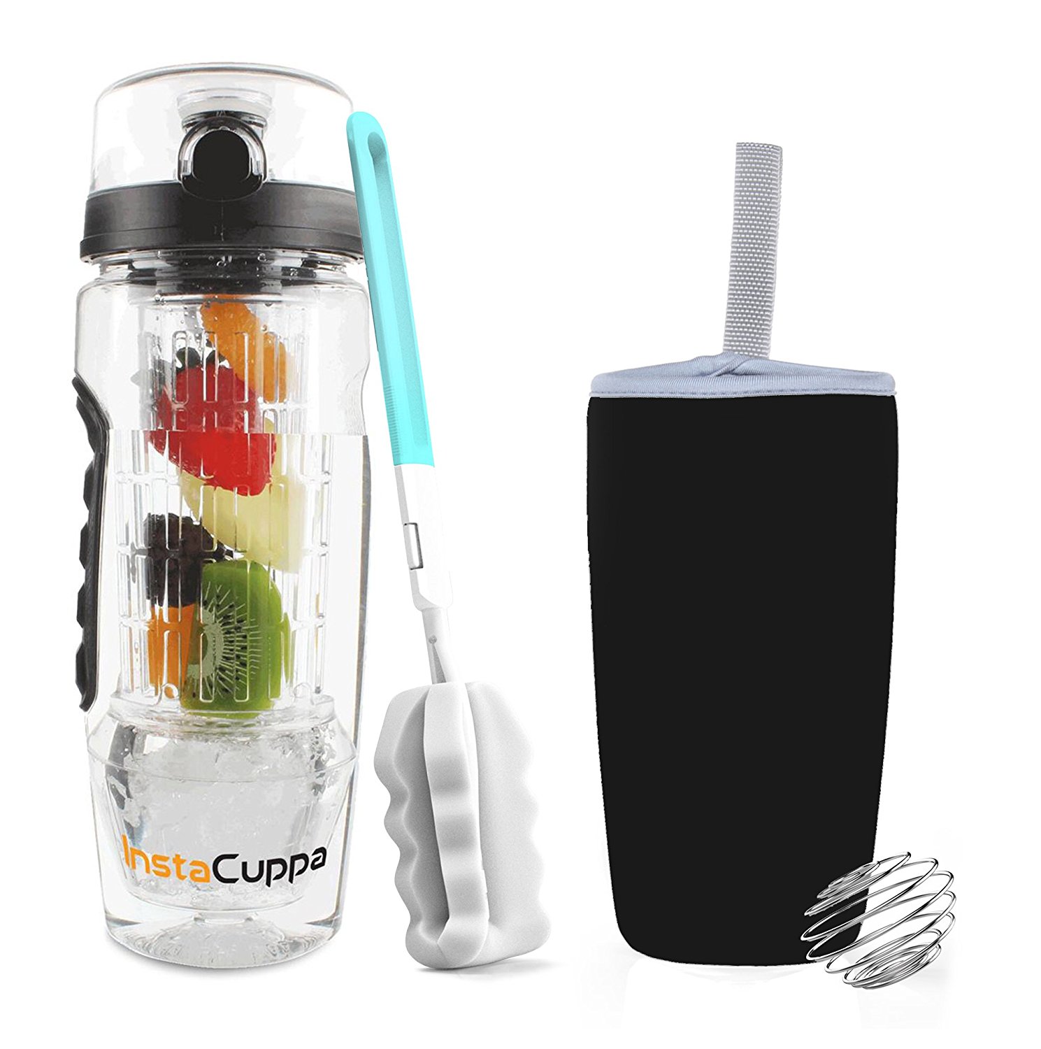 Instacuppa Fruit Infusion Bottle 1 Litre - (Bpa Free Tritan Infuser, Includes Hydro Gel Ball, Carry Sleeve, Protein Shaker Ball & Cleaning Brush) Price in India