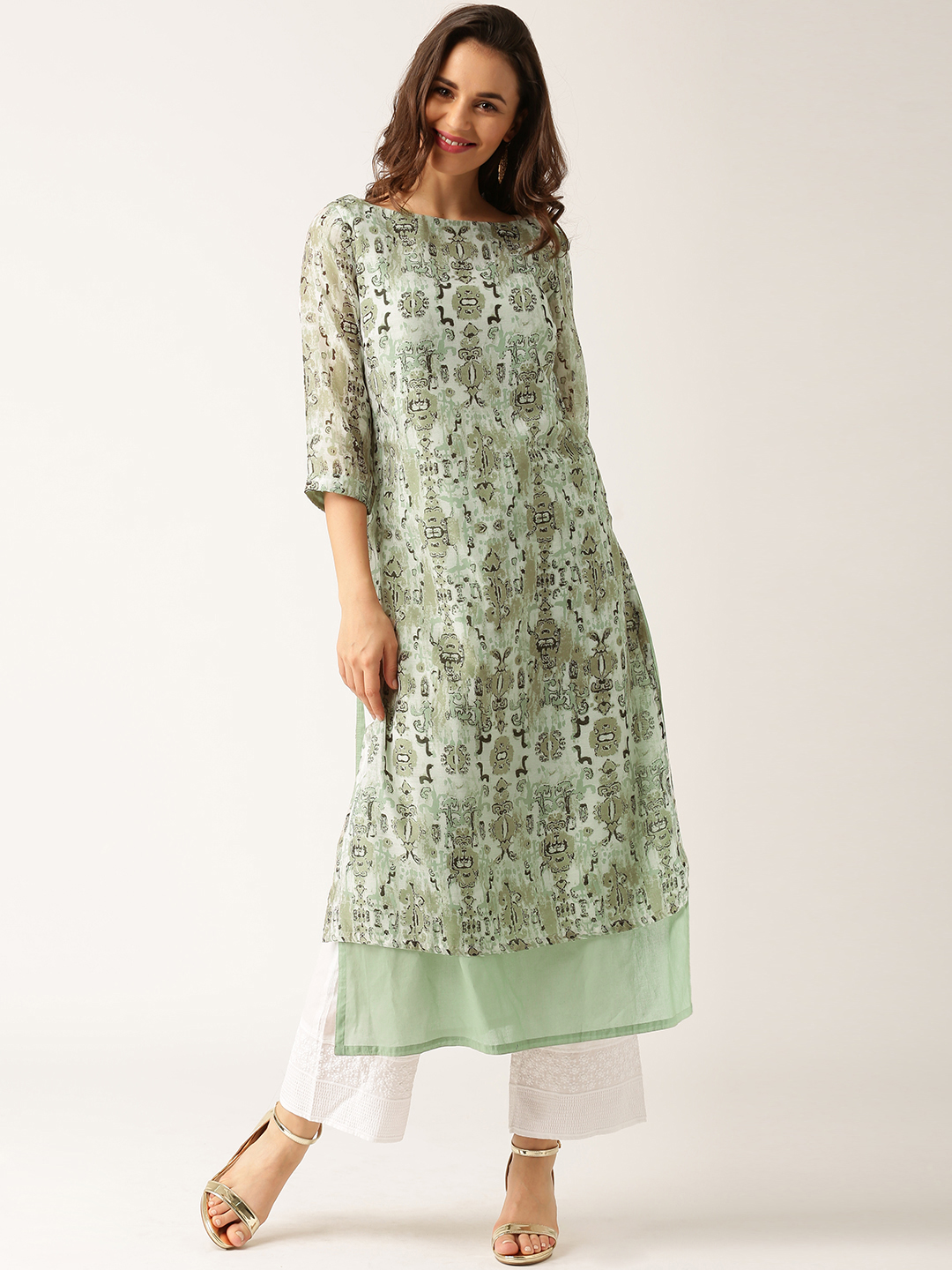 all about you from Deepika Padukone Women Green Printed Straight Kurta Price in India