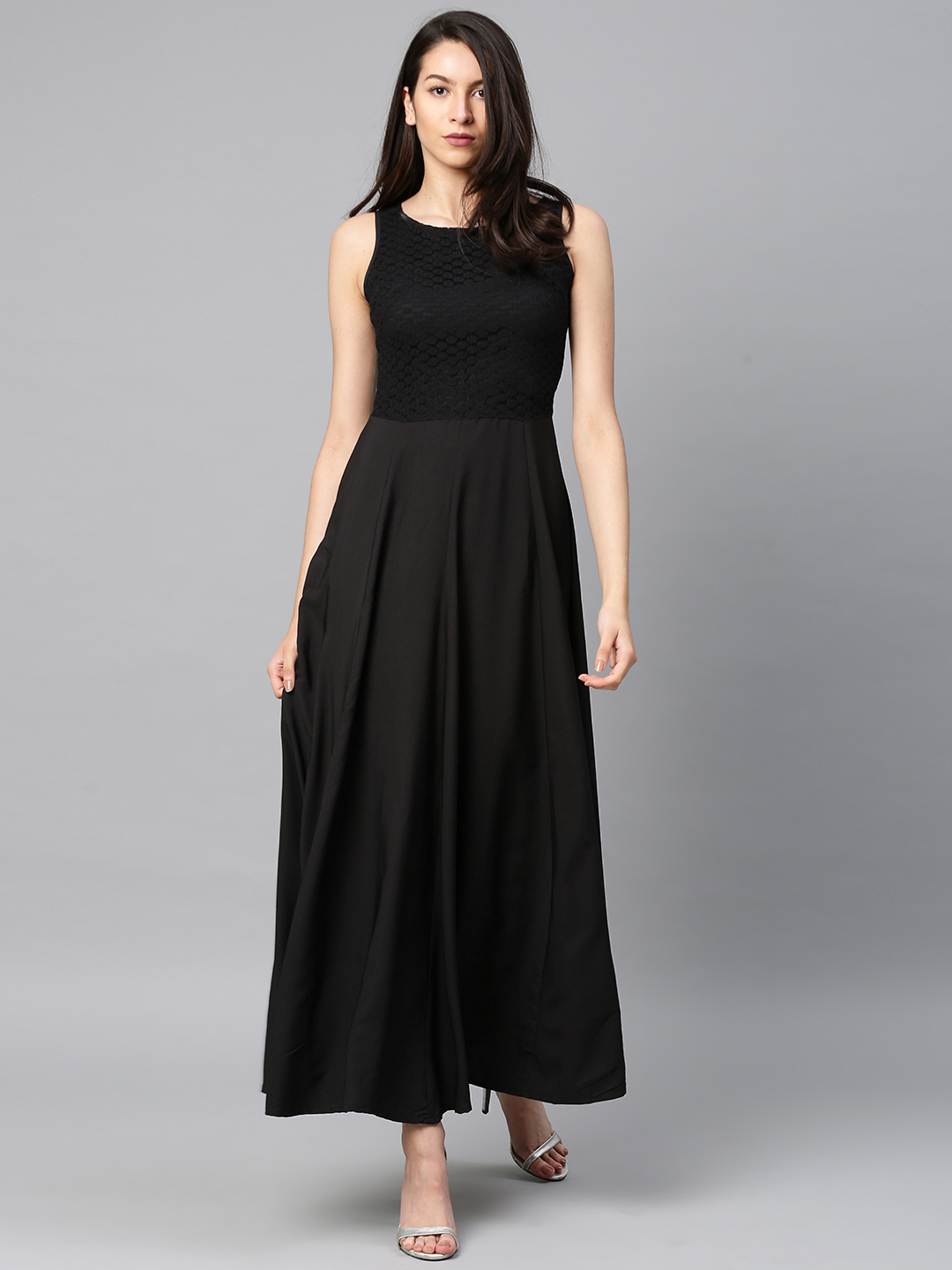 Tokyo Talkies Women Black Solid Maxi Dress Price in India