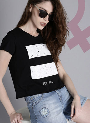 Black Printed T-Shirt Price in India