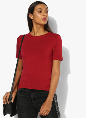 Red Solid T Shirt Price in India