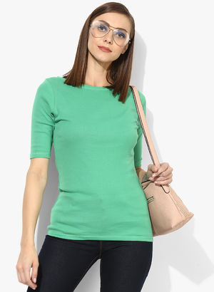 Green Solid Blouse Price in India