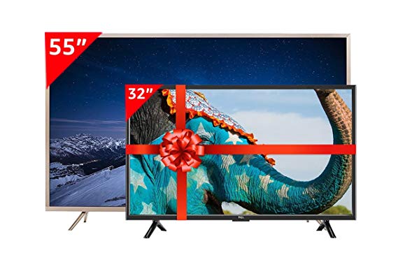 TCL 139.7 cm (55 inches) P2 L55P2US 4K UHD LED Smart TV (Golden) and TCL 81.28 cm (32 inches) L32D2900 HD Ready LED TV Price in India