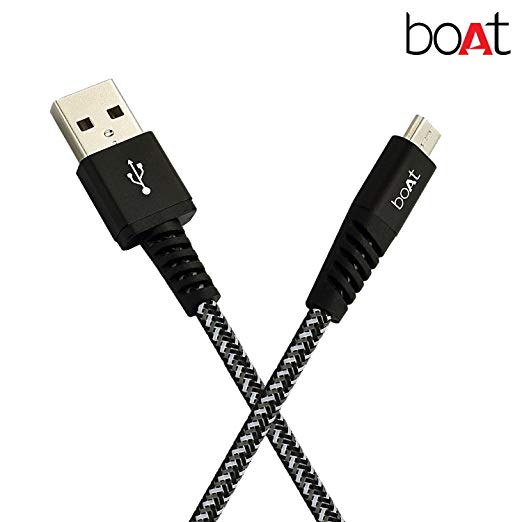 Boat Rugged v3 Extra Tough Unbreakable Braided Micro USB Cable 1.5 Meter (Black) Price in India