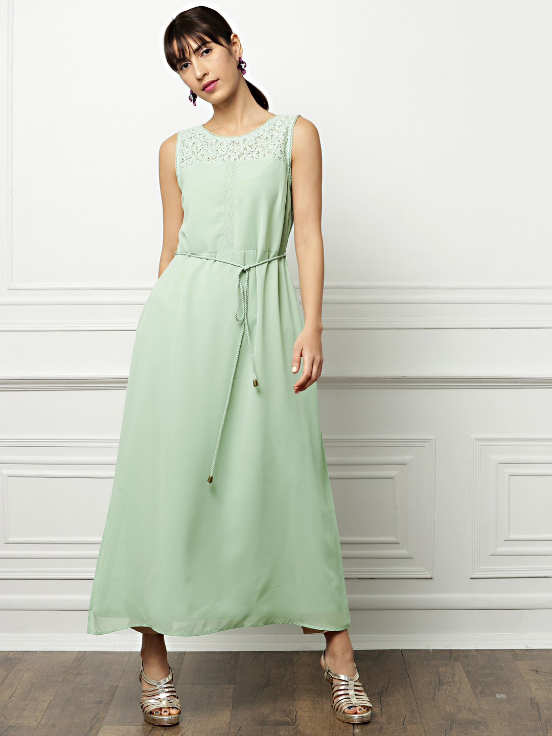 all about you from Deepika Padukone Women Sea Green Solid Maxi Dress Price in India
