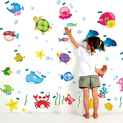 Decals Design 'Underwater Creatures Baby' Wall Sticker (PVC Vinyl, 50 cm x 70 cm),Multicolour Price in India