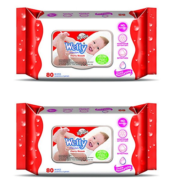 Wetty Premium Wet Wipes - Cherry Blossom (80 + 80 Count) Price in India