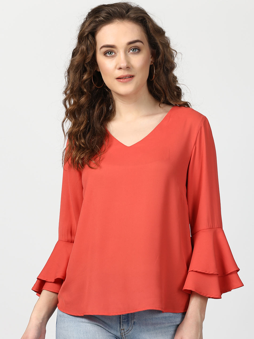 Harpa Women Rust Solid Top Price in India