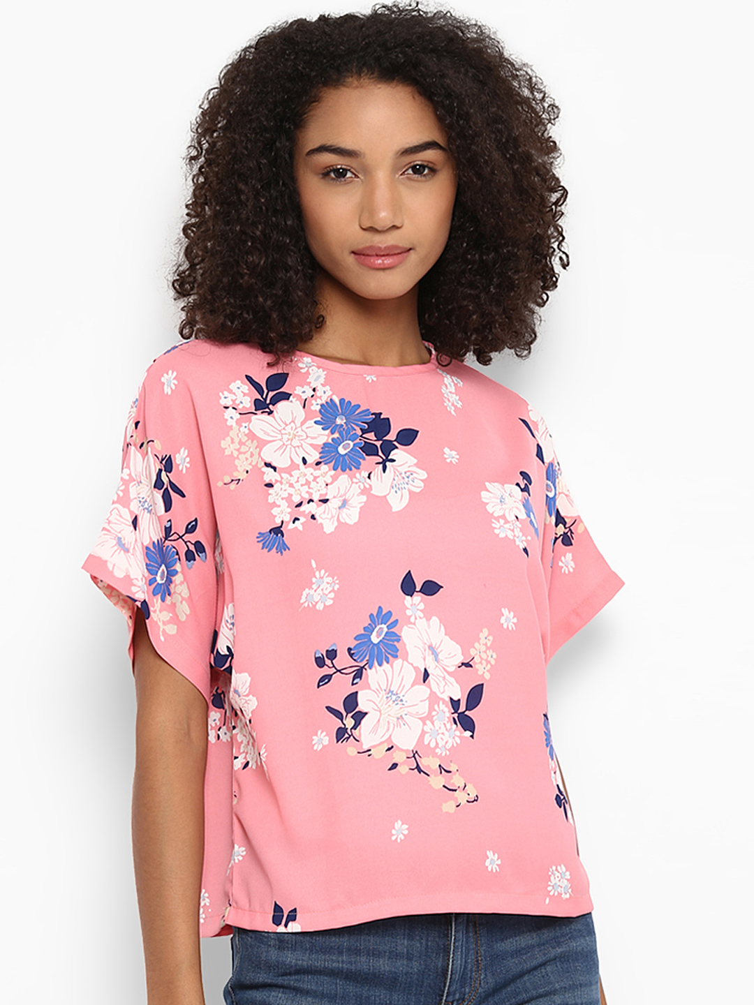 Harpa Women Pink Printed Boxy Top Price in India