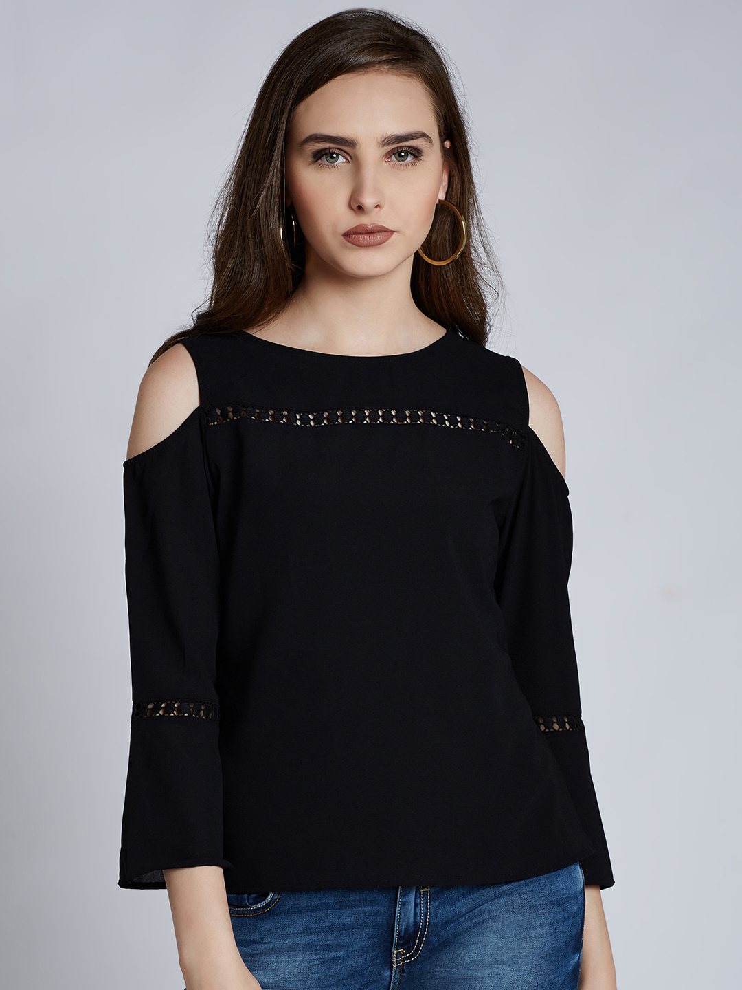Harpa Women Black Solid Top Price in India