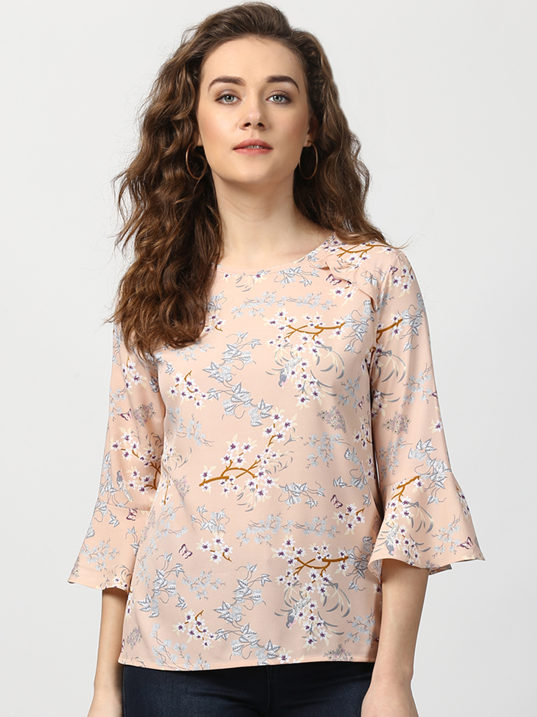 Harpa Women Beige Printed Top Price in India