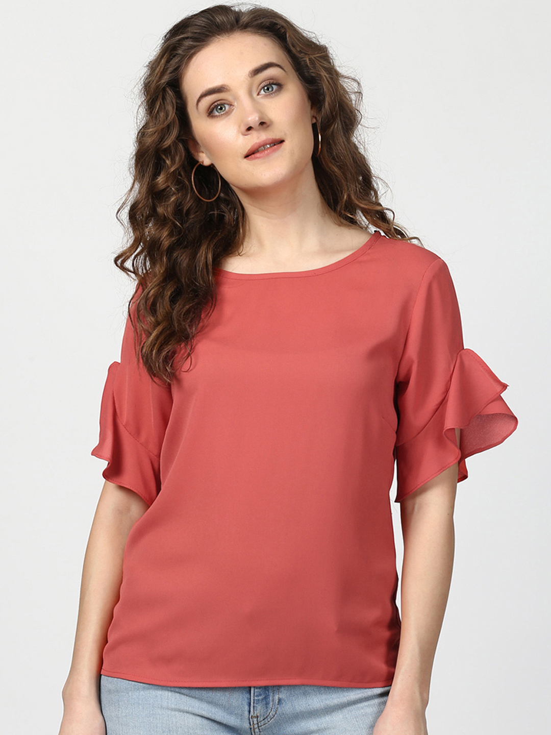 Harpa Women Rust Solid Top Price in India