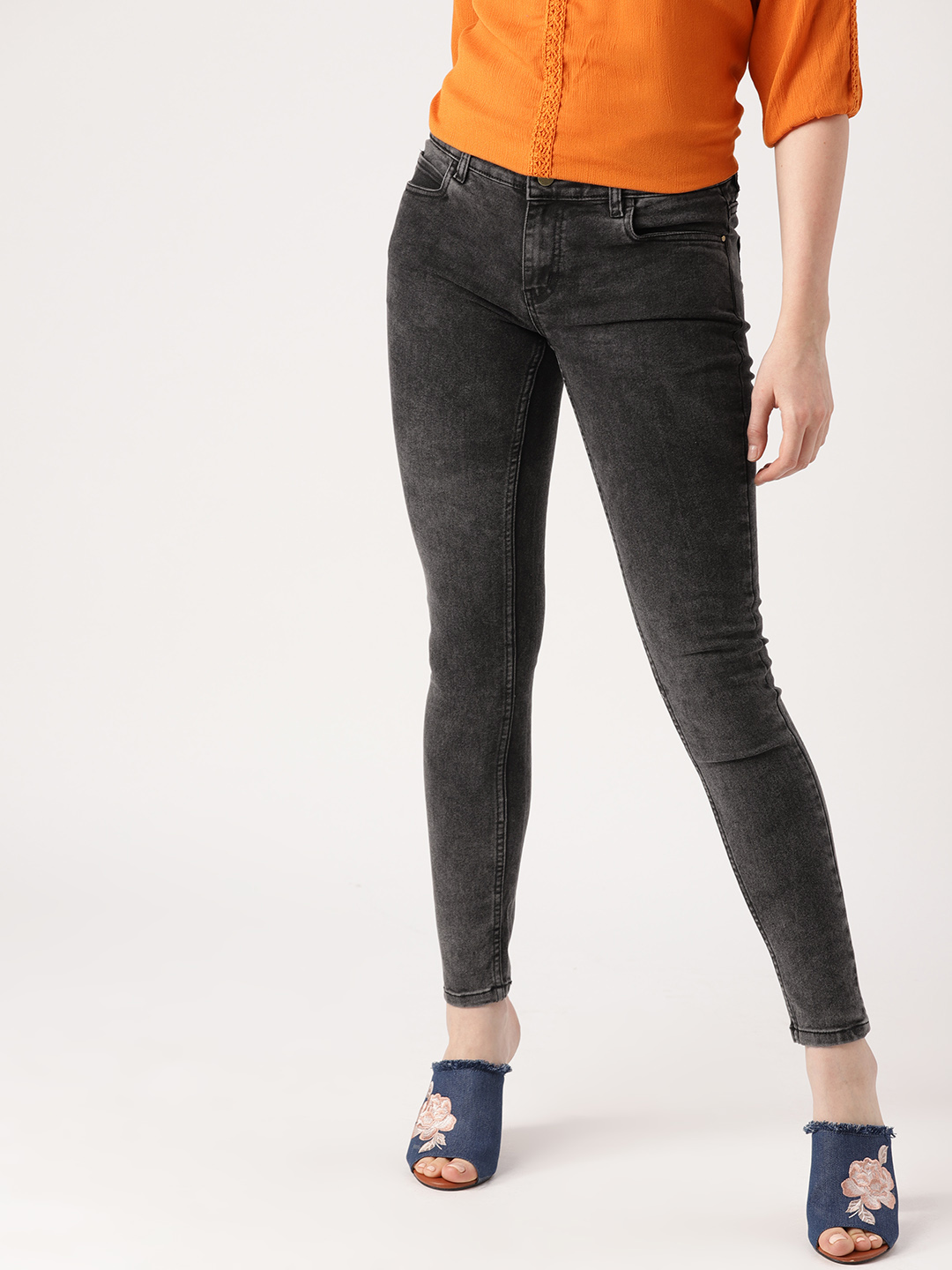 DressBerry Women Black Skinny Fit Mid-Rise Clean Look Stretchable Jeans Price in India