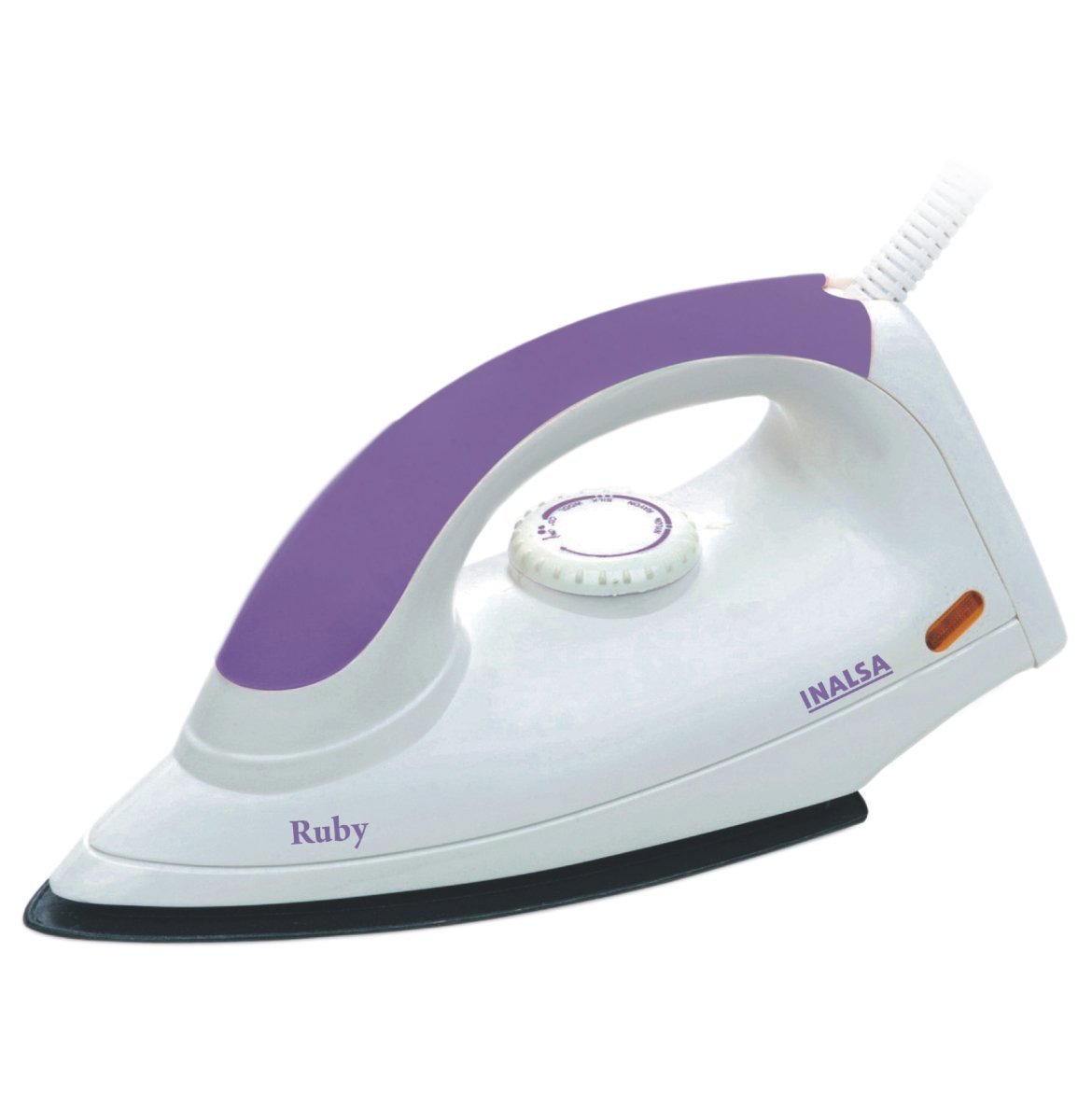 Inalsa Ruby 1000-Watt dry iron with Non-Stick Coated Soleplate(Warranty: 2 Years),White and Purple Price in India