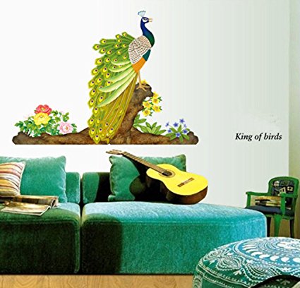 Decals Design 'Peacock Bird' Wall Sticker (PVC Vinyl, 60 cm x 90 cm),Multicolour Price in India