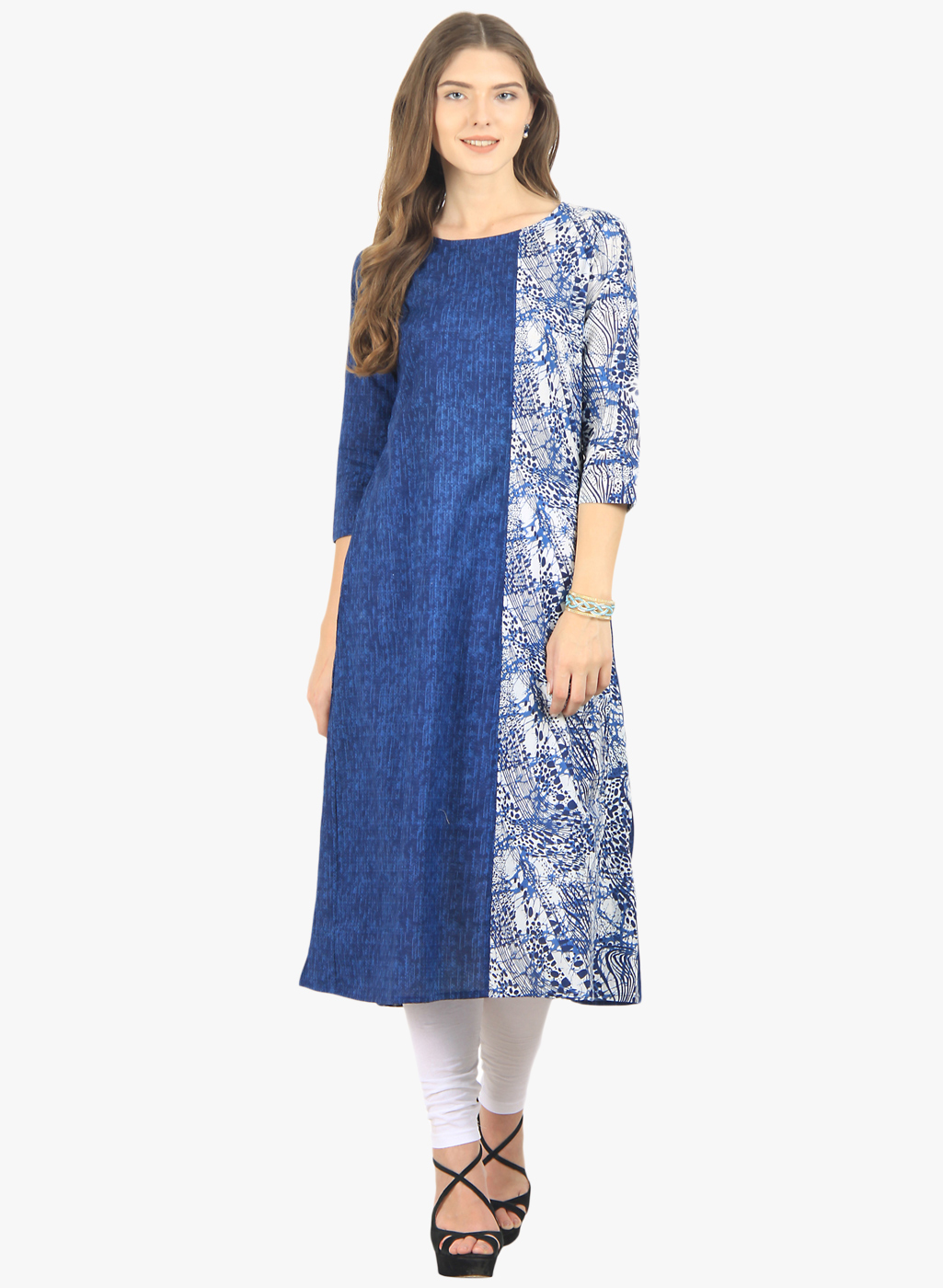 Blue Printed Kurta Price in India