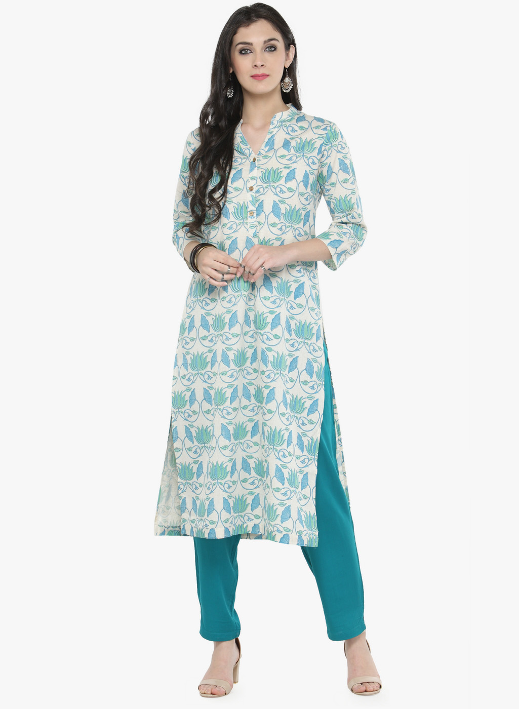 Off White Printed Kurta Price in India