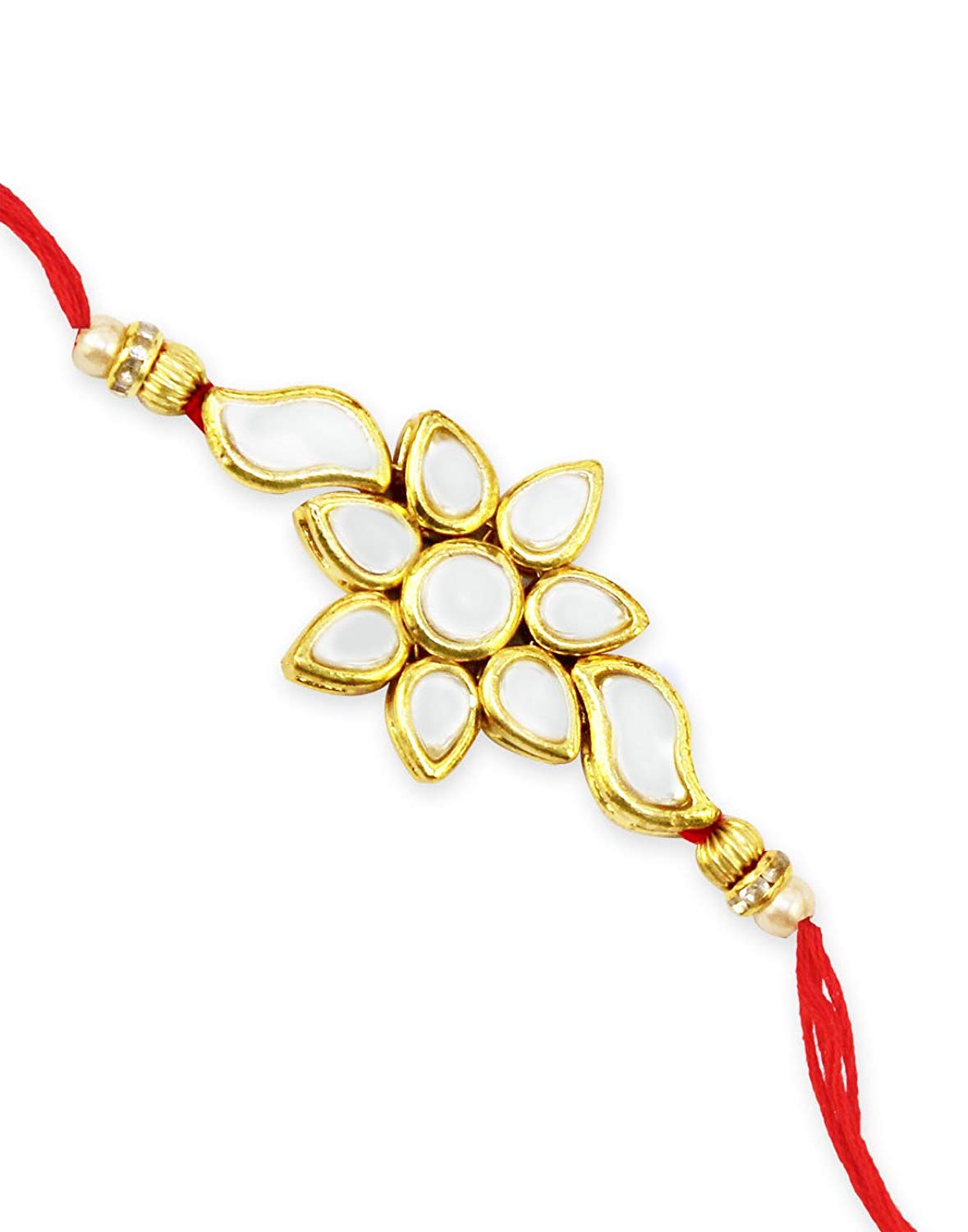 Karatcart Boy's GoldPlated Kundan Rakhi for Brother (KCRR013, Gold) Price in India