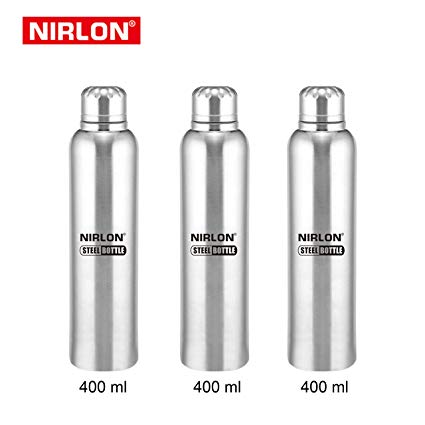 Nirlon Stainless Steel Bottle Set, Set of 3, Silver (F_Bottle_3_400ML) Price in India