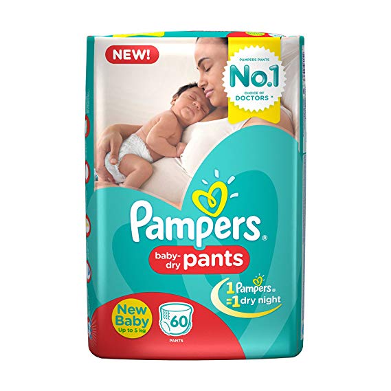 Pampers New Born Diaper Pants, X-Small (60 Pieces) Price in India