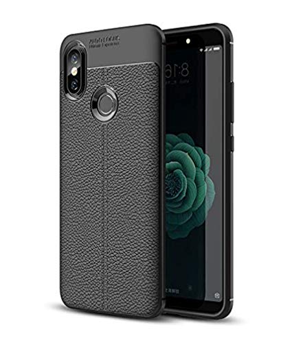 KOKO Leather Textured Shock Proof Slim TPU Back Case Cover for Xiaomi Mi A2 (Black) Price in India